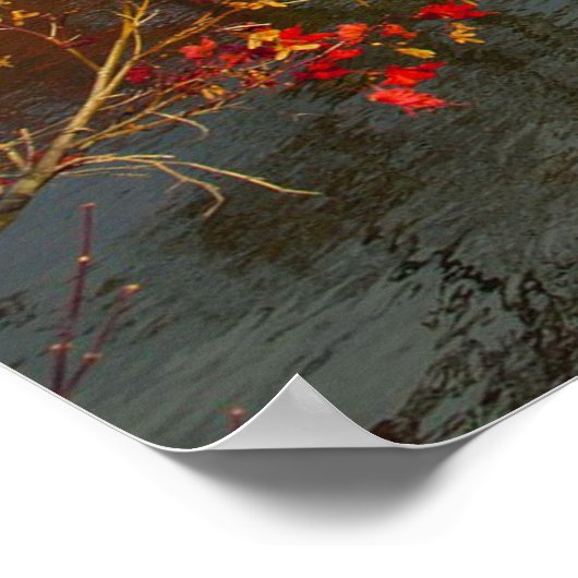 rode bomen Japanse tuinfoto Poster (Hoek)