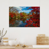 rode bomen Japanse tuinfoto Poster (Keuken)