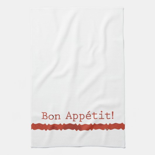 Rode Bon Appétit Theedoek Keukenhanddoek (Verticaal)