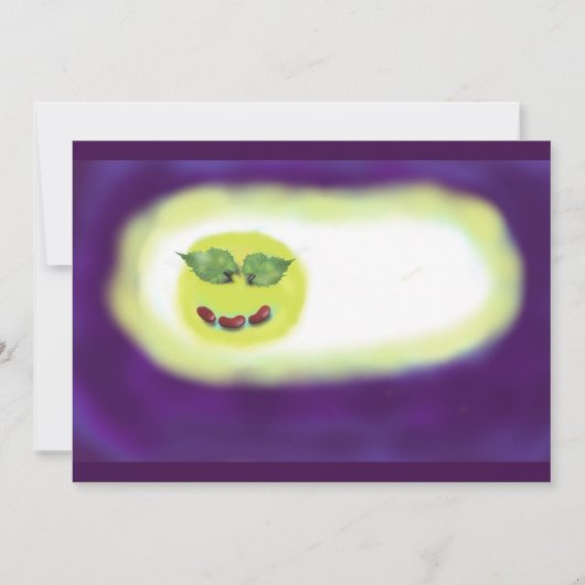 Rode bonen en graafbladeren, gelukkig gezicht bedankkaart (Voorkant)