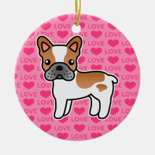Rode bonte cartoon Franse Bulldog Liefde Keramisch Ornament
