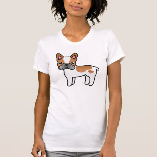 Rode bonte cartoon Franse Bulldog T-shirt