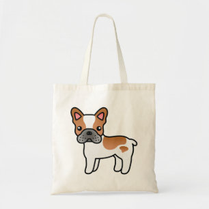 Rode bonte cartoon Franse Bulldog Tote Bag