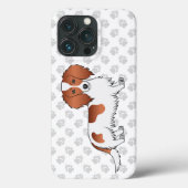 Rode bonte langharige Dachshund Cartoon hond & pot Case-Mate iPhone Case (Achterkant)
