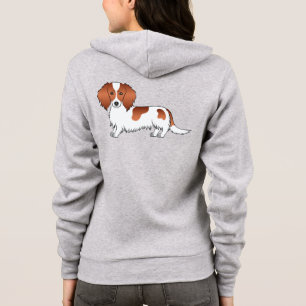 Rode bonte langharige Dachshund Schattige Cartoon Hoodie