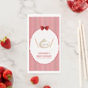 Rode Boog Aziatische Dumpling Meisje Baby Shower Servet