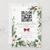 Rode Boog Bloem Kerst Krans QR Code Bruiloft Kaart (Achterkant)
