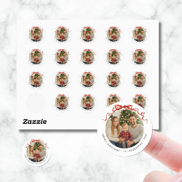 Rode Boog Cirkel Kerst Foto Ronde Sticker