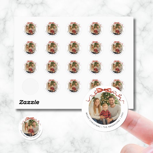 Rode Boog Cirkel Kerst Foto Ronde Sticker