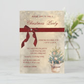 Rode boog, dennenboom, ballen zakelijke kerstfeest kaart (Staand voorkant)