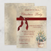 Rode boog, dennenboom, ballen zakelijke kerstfeest kaart (Voorkant / Achterkant)