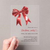 Rode boog duidelijke QR code Kerstfeest Acryl Uitnodigingen (Insitu (Draagbaar))