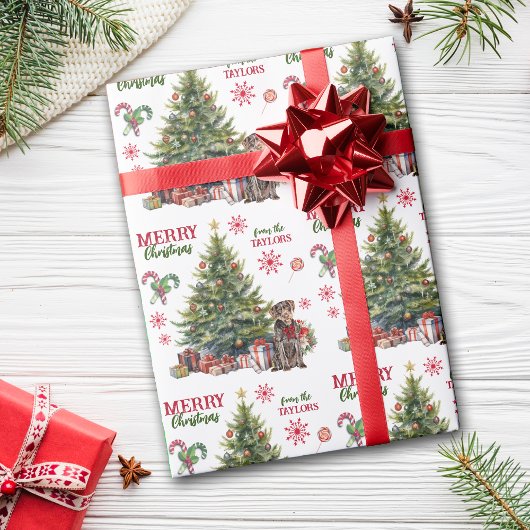 Rode boog Duitse draadharige aanwijzer hond vakant Cadeaupapier