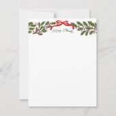 Rode Boog en Hulstkrans Kerststationery Notitiekaartje (Voorkant)