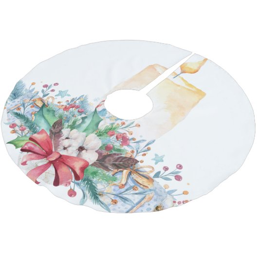 Rode boog en kaars kerstboom rok (Gekanteld)