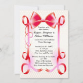 Rode Boog en Lint Grens Bruiloft Uitnodiging (Voorkant)