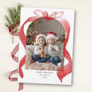 Rode Boog Fantasievolle Kerstcadeau Boog Familie K Feestdagenkaart