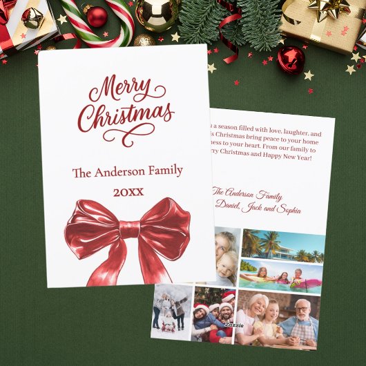 Rode boog foto collage jaar in de review Kerst Feestdagenkaart