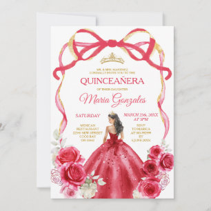 Rode Boog Frame Prinses Gouden Kroon Meisje Quince Kaart