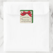 Rode boog (gepersonaliseerd) naar-van Kerst sticke Vierkante Sticker (Tas)