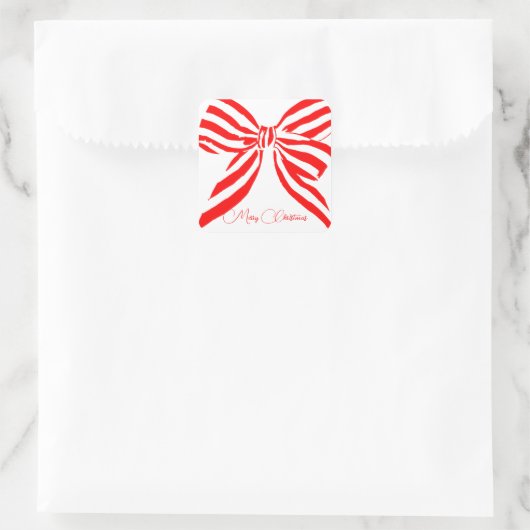 Rode boog gewoonte vierkante sticker (Tas)