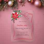 Rode boog goud poinsettia Kerstfeest bevroren Acryl Uitnodigingen