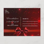 Rode Boog Gouden Glam Glitter Kerst Foto Kaart (Achterkant)