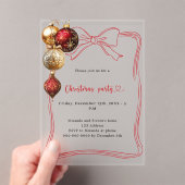 Rode boog gouden kerstballen kerstfeest bevroren acryl uitnodigingen (Insitu (Draagbaar))