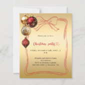 Rode boog gouden kerstballen Uitnodiging kerstfees (Voorkant)