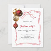 Rode boog gouden kerstballen Uitnodiging kerstfees (Voorkant)
