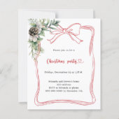 Rode boog grenen groen kerstfeest uitnodiging (Voorkant)