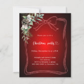 Rode boog grenen groen kerstfeest uitnodiging (Voorkant)