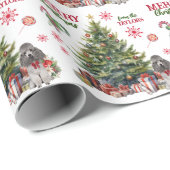 Rode boog grijs miniatuur poedel hond vakantie boo cadeaupapier (Rol Hoek)