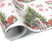 Rode boog Grote Pyreneeën Hond Vakantie Boom Cadeaupapier (Rol Hoek)