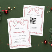 Rode boog hand-getekende QR code Christmas Party Kaart