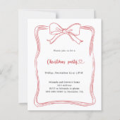 Rode boog handgetekende kerstfeest uitnodiging (Voorkant)