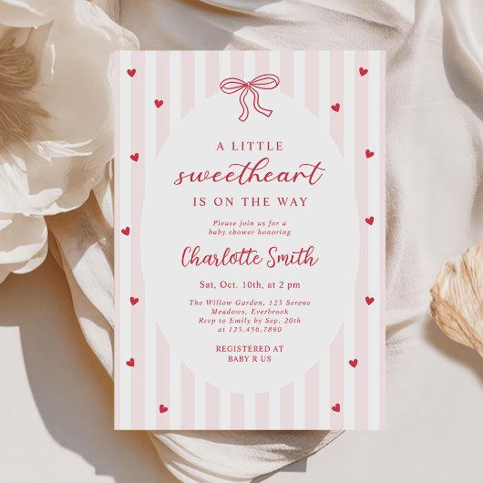 Rode Boog Hartjes Valentijns Baby Shower Kaart