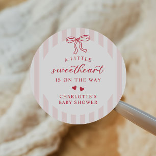 Rode Boog Hartjes Valentijns Baby Shower Ronde Sticker