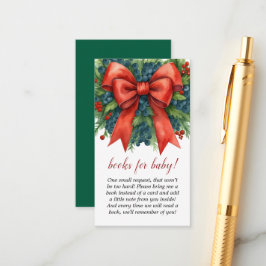 Rode Boog Kerst Baby Shower Boeken Voor Baby Informatiekaartje