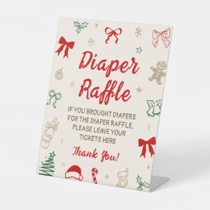 Rode Boog Kerst Baby Shower Luier Raffle Spel Reclamebord Met Voetstuk