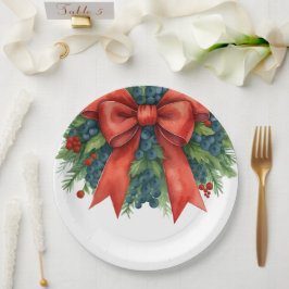 Rode Boog Kerst Baby Shower Papieren Bordje