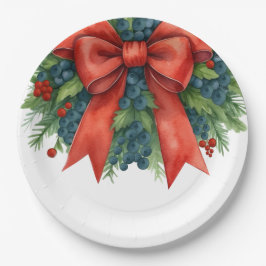 Rode Boog Kerst Baby Shower Papieren Bordje