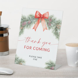 Rode Boog Kerst Dank Voor Je Komst Bord Reclamebord Met Voetstuk
