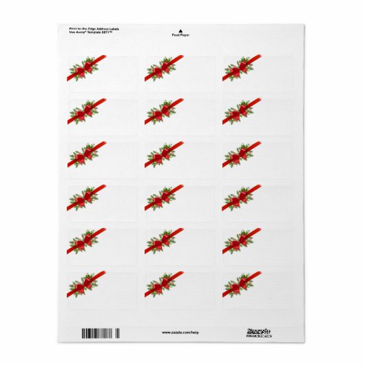 Rode Boog Kerst Postadreslabels Etiket (Full Sheet)