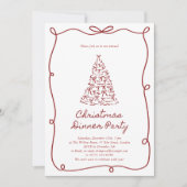 Rode boog, kerstboom feestuitnodiging kaart (Voorkant)