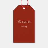 Rode boog kerstboom vrolijk klein Baby shower Cadeaulabel (Achterkant)