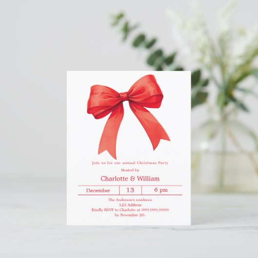 Rode boog kerstfeest uitnodiging (Staand voorkant)