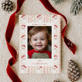 Rode boog kerstkrans foto feestdagenkaart