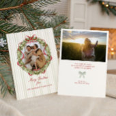 Rode boog kerstkrans foto feestdagenkaart