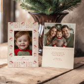 Rode boog kerstkrans foto feestdagenkaart